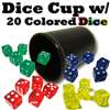 Synthetic Leather Dice Cup with 20 Colored Dice
