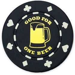 25 Black "1 Beer" Bar Token Chips