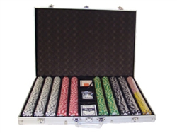 1,000 2 Stripe Twist Poker Chip Set with Aluminum Case