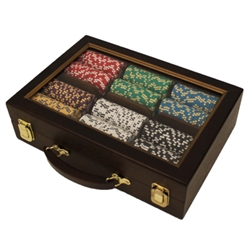 300 2 Stripe Twist Poker Chip Set with Walnut Case