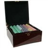 500 2 Stripe Twist Poker Chip Set with Black Mahogany Case