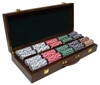 500 2 Stripe Twist Poker Chip Set with Walnut Case