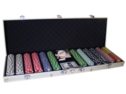 600 2 Stripe Twist Poker Chip Set with Aluminum Case