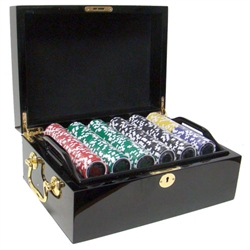 500 Ace Casino Poker Chip Set with Black Mahogany Case