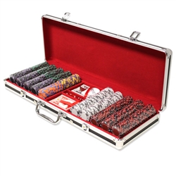 500 Ace King Suited Poker Chip Set with Black Aluminum Case