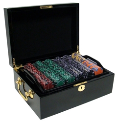 500 Ace King Suited Poker Chip Set with Black Mahogany Case