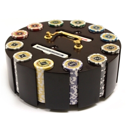 300 Black Diamond Poker Chip Set with Wooden Carousel