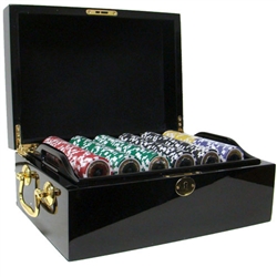 500 Black Diamond Poker Chip Set with Black Mahogany Case