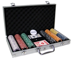 300 Coin Inlay Poker Chip Set with Wooden Carousel