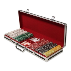 500 Coin Inlay Poker Chip Set with Black Aluminum Case