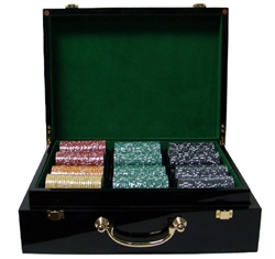 500 Coin Inlay Poker Chip Set with Black Mahogany Case