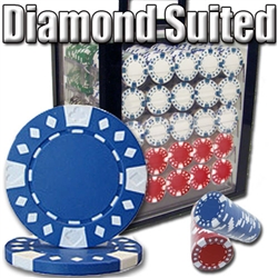 1,000 Diamond Suited Poker Chip Set with Acrylic Carrying Case