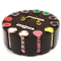 300 Diamond Suited Poker Chip Set with Wooden Carousel