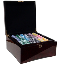 750 Hi Roller Poker Chip Set with Mahogany Case
