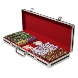 500 King's Casino Poker Chip Set with Black Aluminum Case