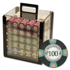 1,000 Milano Poker Chip Set with Acrylic Carrying Case