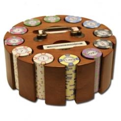 300 Milano Poker Chip Set with Wooden Carousel