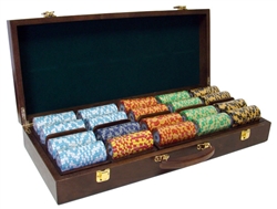 500 Monte Carlo Poker Chip Set with Walnut Case