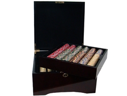 750 Nile Club Poker Chip Set with Mahogany Case