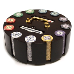 300 Scroll Poker Chip Set with Wooden Carousel