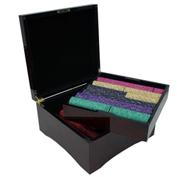 750 Scroll Poker Chip Set with Mahogany Case
