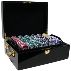 500 Yin Yang Poker Chip Set with Black Mahogany Case