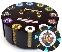 300 'Rock & Roll' Poker Chip Set with Wooden Carousel
