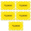 5 Denominated Poker Plaques Yellow $1,000