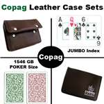 Copag 1546 Green/Blue Poker Jumbo with Leather Case