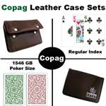 Copag 1546 Green/Blue Poker Regular with Leather Case