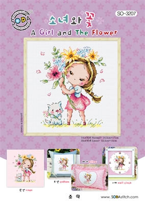 SO-3207 A Girl and The Flower Cross Stitch Chart