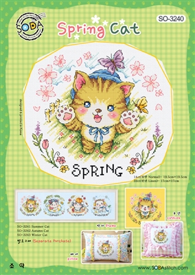 SO-3240 Spring Cat Cross Stitch Chart
