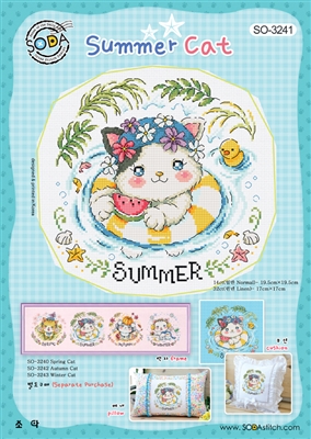 SO-3241 Summer Cat Cross Stitch Chart