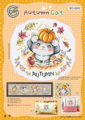 SO-3242 Autumn Cat Cross Stitch Chart
