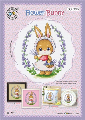 SO-3245 Flower Bunny Cross Stitch Chart