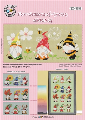 SO-3252 Four Seasons of Gnome,SPRING Cross Stitch Chart