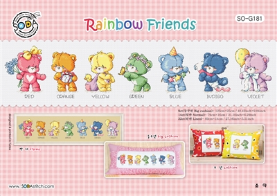 SO-G181 Rainbow Friends Cross Stitch Chart