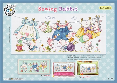 SO-G182 Sewing Rabbit Cross Stitch Chart