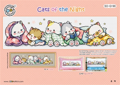 SO-G190 Cats of the Night Cross Stitch Chart