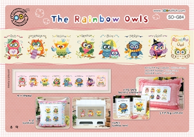SO-G84 The Rainbow Owls Cross Stitch Chart