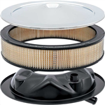 Open Element Air Cleaner Kit with Curved Service Instructions Chrome Lid, Base, and Filter