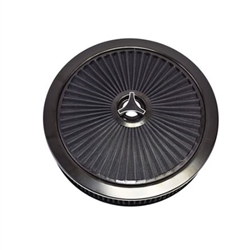 Extraflow 14" X 3" Air Cleaner Assembly, BLACK Open Element with Breathe Thru Top, Washable Filter and Star Wingnut