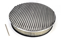 Air Cleaner Assembly, Round Open Element, POLISHED ALUMINIUM Finned Classic Ribbed Design