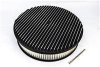 Air Cleaner Assembly, Round Open Element, BLACK ALUMINIUM Finned Classic Ribbed Design