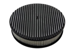 Air Cleaner Assembly, Round Open Element, BLACK ALUMINIUM Finned Classic Ribbed Design