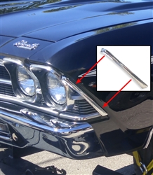 1969 Chevelle Front Fender Edge Chrome Eyebrows Moldings, SS, Pair