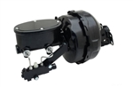 Chevelle or Nova Power Brake Booster / Master Cylinder / Proportioning Valve Kit with Brackets: 9 Inch Dual Diaphragm, Black Powder Coated Booster, Oval Black M/C with Pro Valve, Disc / Disc