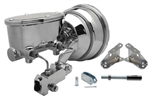 64 - 72 Chevelle & 68 - 72 Nova CHROME 8" Power Brake Booster Kit with Oval Master Cylinder & Proportioning Valve Kit for Disc/Drum