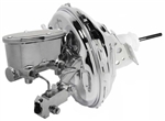 64 - 72 Chevelle & 68 - 72 Nova CHROME 11" Power Brake Booster Kit with Oval Master Cylinder & Proportioning Valve Kit for Disc/Disc