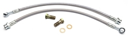 1966 - 1972 Front Disc Brake Braided Stainless Steel Flex Hoses and Banjo Bolts Kit, 7/16 Inch